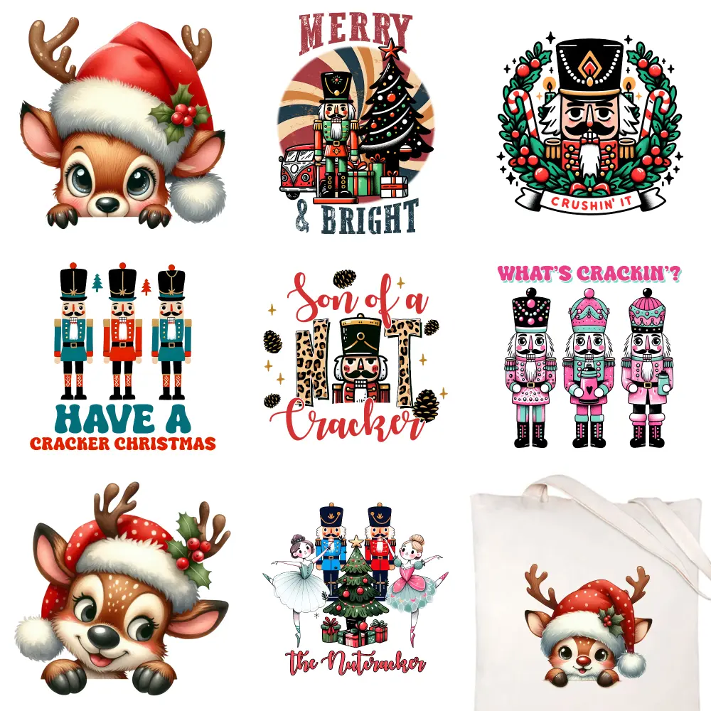 9 Pcs Christmas Nutcracker Iron on Transfers Hoodie DIY Crafts Press Washable Stickers iron on decals for clothing, T-shirts, jeans, backpacks, hats, pillows. Iron On Transfer Patches Transfers Sticker On Clothes