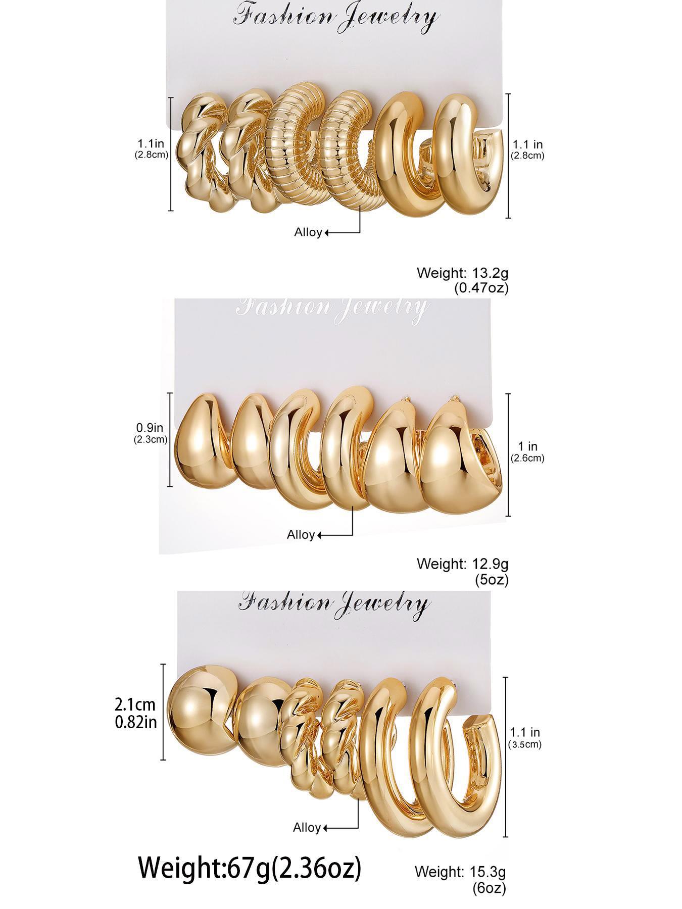 Women's Elegant Minimalist Hoop Earrings, Trendy Exquisite C-shaped Hoop Earrings, Chic All-match Vintage Jewelry As Gift for Girlfriend, Hoop Earring Sets, Hoops Set
