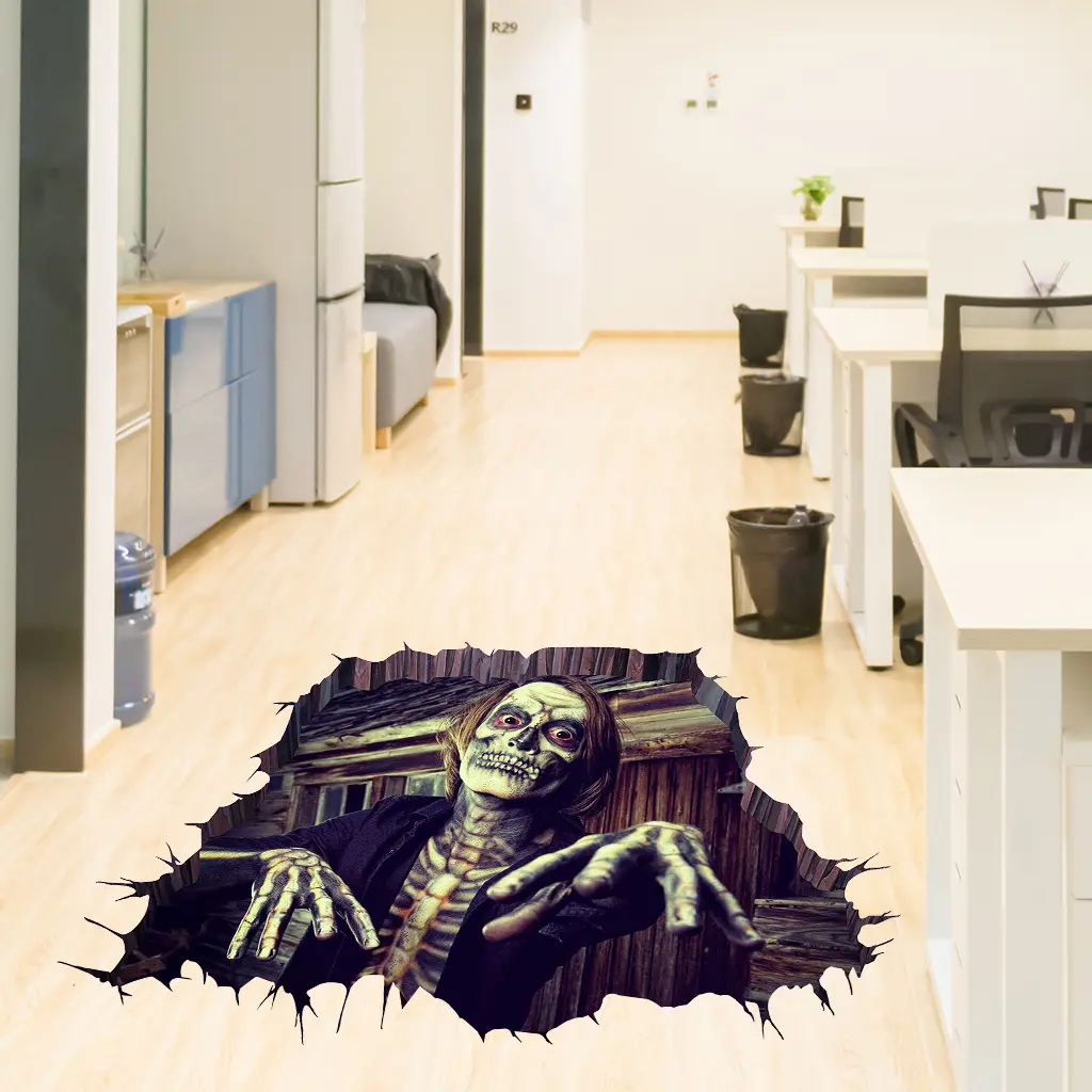 1 Set, 1 Pcs Halloween horror zombie wall breaking stickers, Halloween themed party stickers, suitable for home decoration, outdoor decoration, glass decoration, etc., self-adhesive detachable waterproof stickers, Halloween decoration stickers