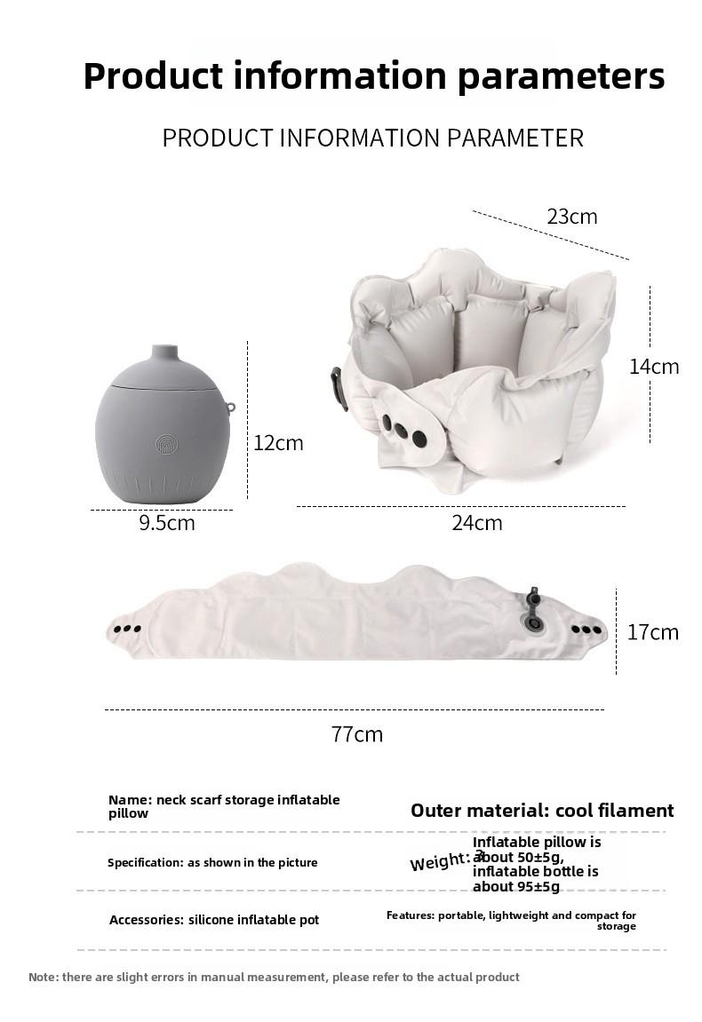 Inflatable U Shaped Neck Pillow for Travel Neck Support Portable Collapsible Travel Pillow for Airplane Car Train Comfortable Neck Cushion