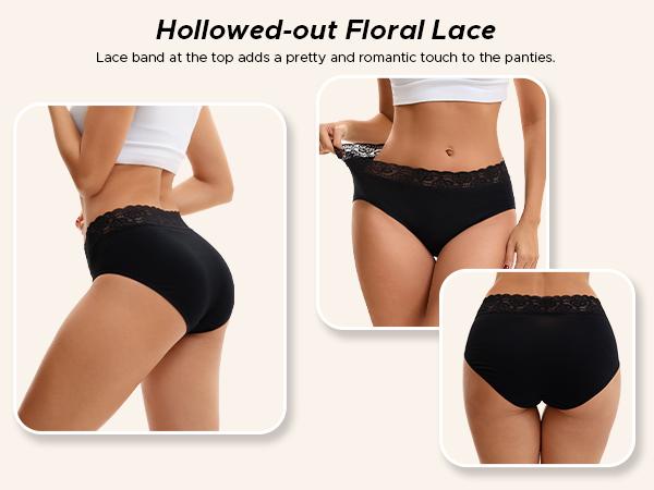 INNERSY Women's Cotton Lace Briefs 5-Pack