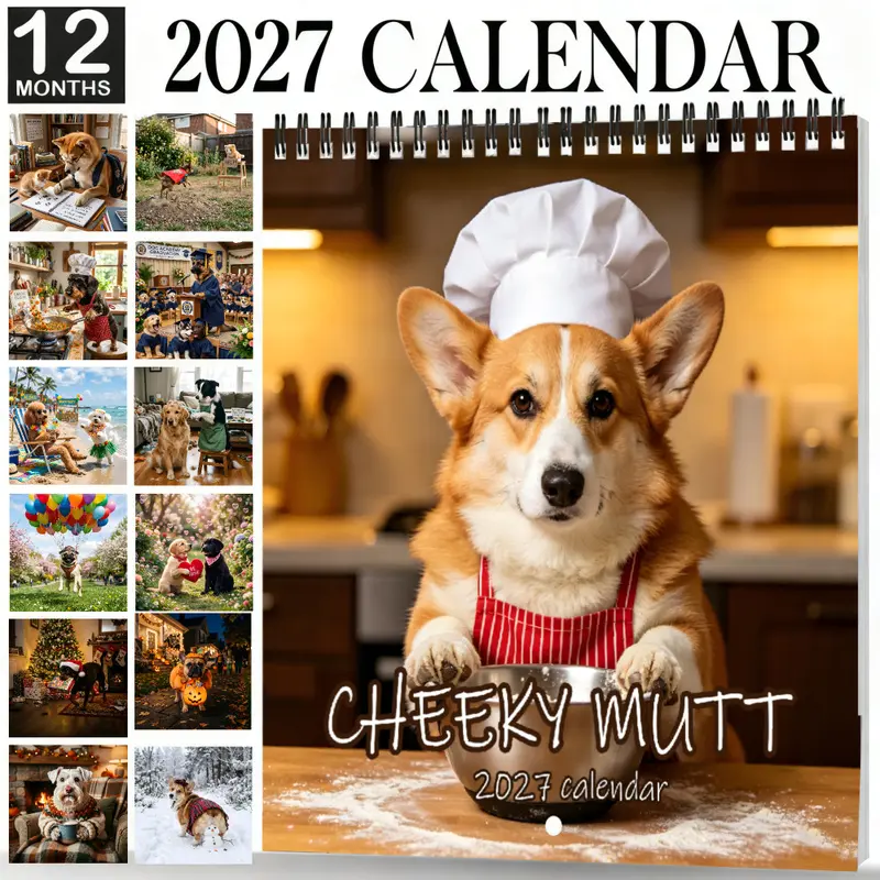 2027 December Wall Calendar Planner 1-Pack - Playful Puppy Calendar - For Home and Office Use, Perfect Christmas and New Year Gift, Cute and Stylish Dog-Themed Aesthetic
