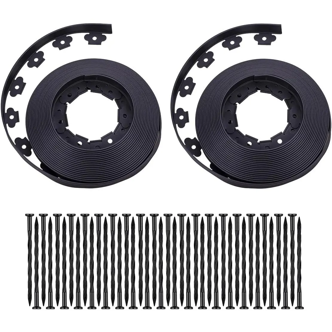 Garden Edging，100FT Landscape Edging with 60 Spikes for Lawn 1.5 Inch Tall (Black, 100FT)