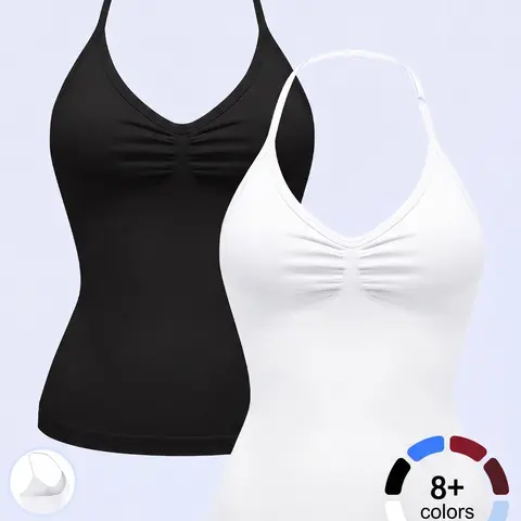 1/2/3/4 Pcs Women Longline Strappy Top Fitness Sports Yoga Gymwear Tanks Workout Sportswear Activewear Outdoor Running Tops Sleeveless Fitted Vest