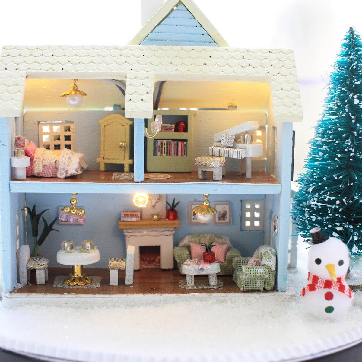 DIY Miniature House Kit, Nordic Fairy Tale Wooden DIY House Kit with LED Light, DIY Woodcraft Kit for Teenager & Adults, Birthday Gift