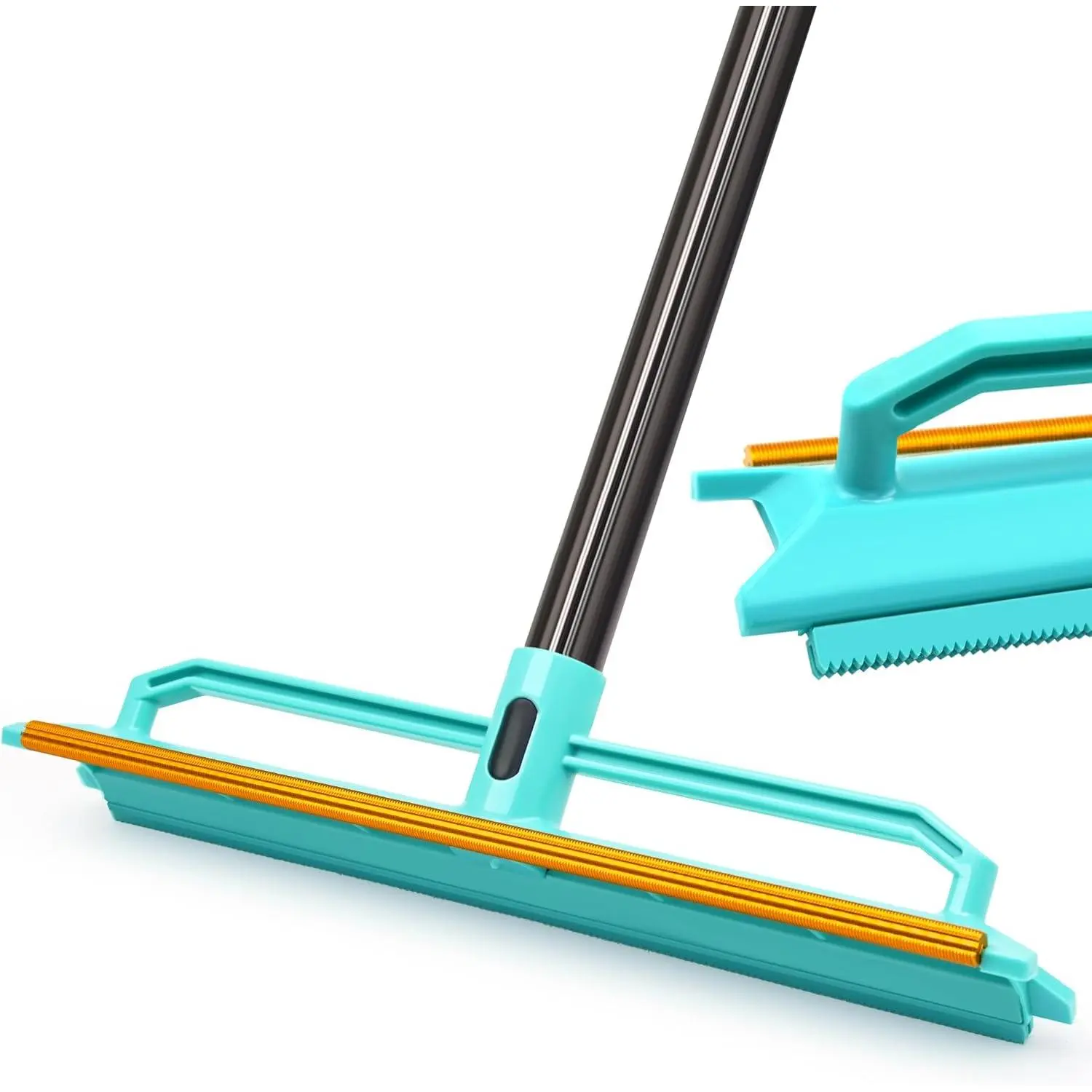 TidyBliss Carpet Rake for Pet Hair Removal Tool, 56.7" Long Handle Silicone Rug Scraper Broom, Double-Sided Dog Cat Fur Comb Brush for Mats, Couch, Furniture, Car Interiors (Blue)