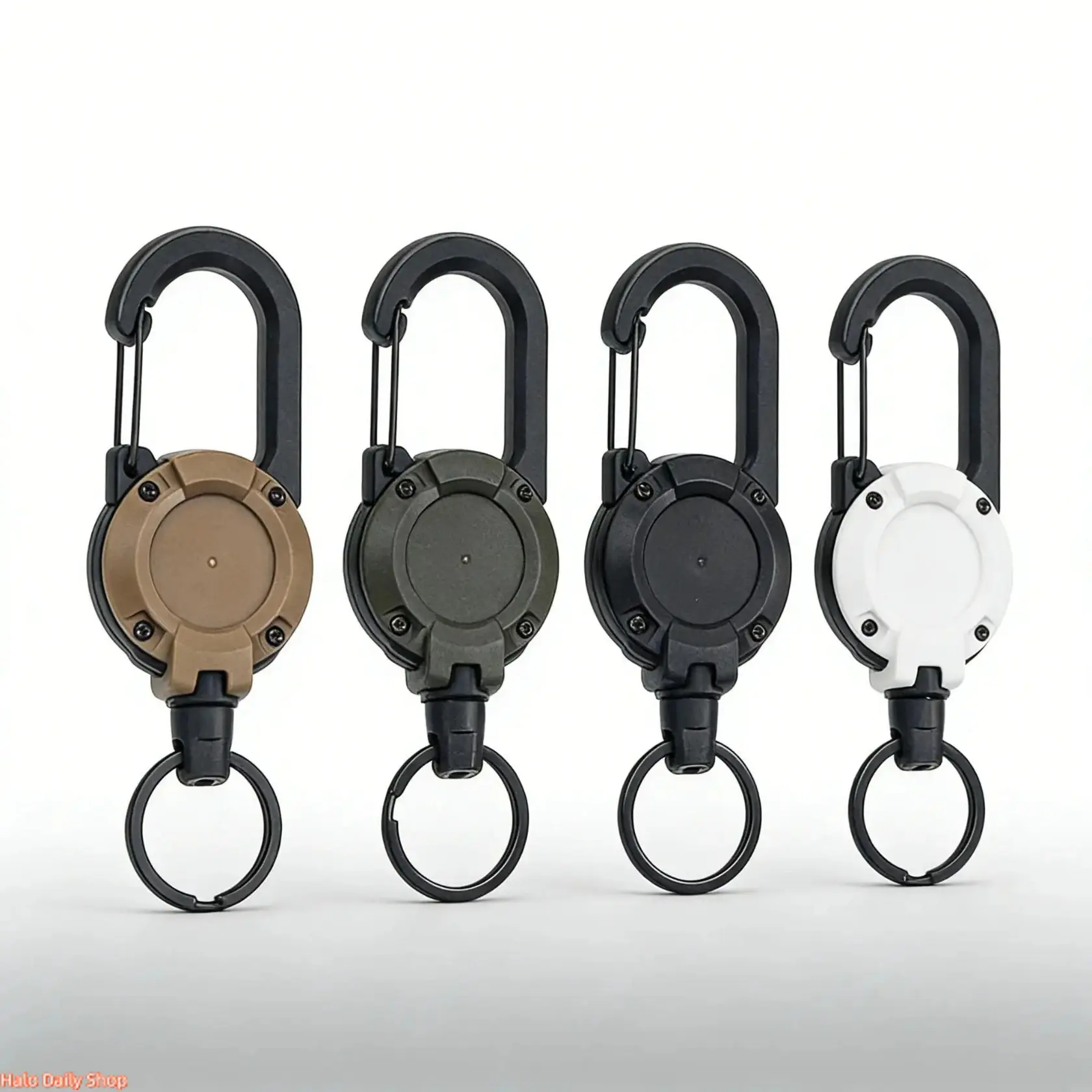 2/4-Pack Heavy Duty Retractable Keychain Reel – Steel Cable Carabiner Clip with 24" Auto-Retract for Keys, ID Badges & Outdoor Use