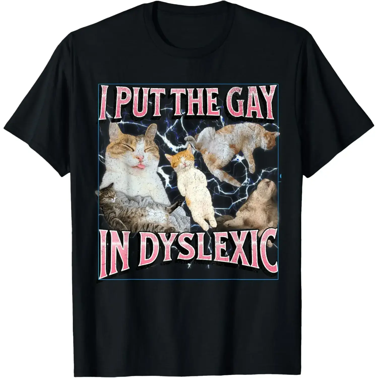 Women's Graphic T-Shirt with a Funny "I Put The Sexy In Dyslexia" Cat Design - Casual Streetwear Round Neck Shortsleeve