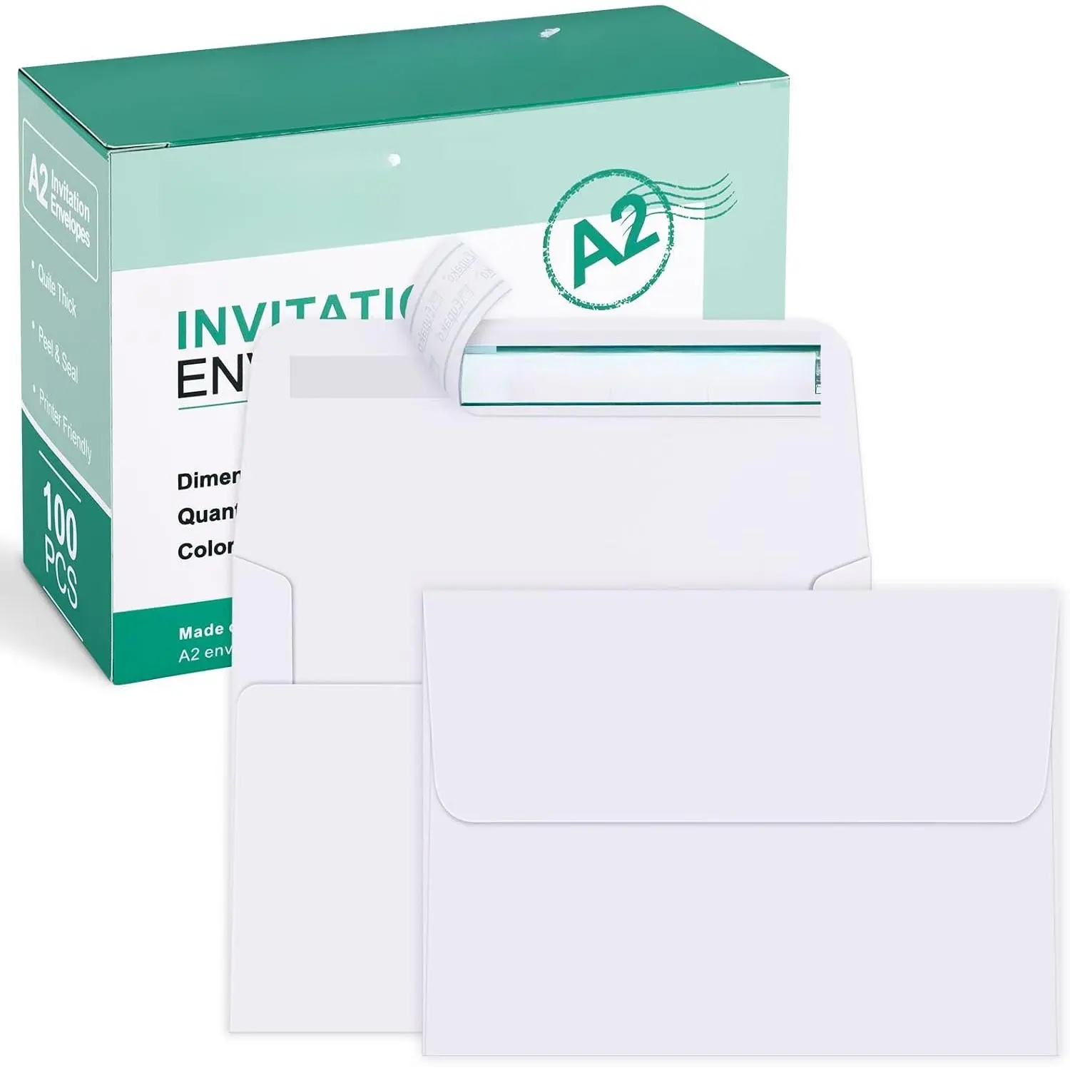 A2 White Paper Envelopes 100 Pack 4.375x5.75" Invitation Envelopes Self Seal for RSVP, Wedding, Thank you Notes, Greeting Cards, Photos, Announcements