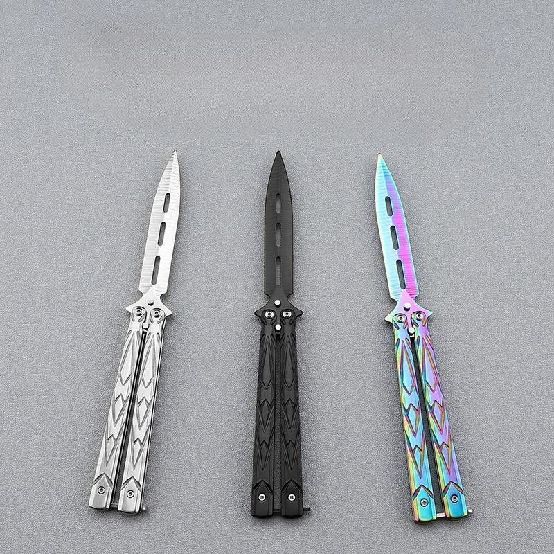 Butterfly Training Folding Knife for CS:GO, Stainless Steel Knives, Non-Edged Hand Training Knife, Game Stationery, Folding Tool Knives, Ideal for Skill Development