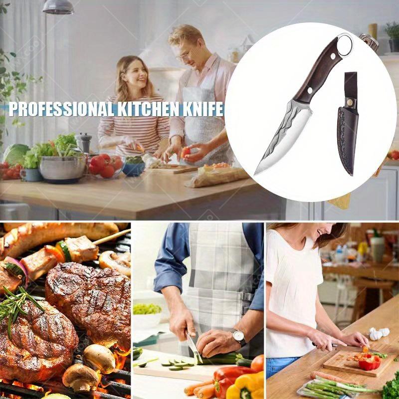 1PC Outdoor Barbecue Knife Camping Cleaver Hand Forged Hammer Grain Small Knife Portable Fruit Slicing  Multi-purpose Knife kitchen accessories
