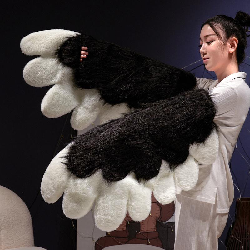 Kawaii Plush Furry Cat Claw Gloves Bird wings Faux Fur Fox Paws Mittens for Halloween Cosplay Costume Accessories Gloves