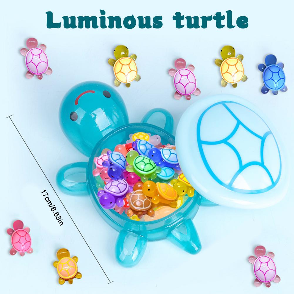 Night Glow Large Turtle+100pcs Mini Luminous Turtles Figurines Resin Craft Glowing Turtle Storage Ornament Landscape Desktop
