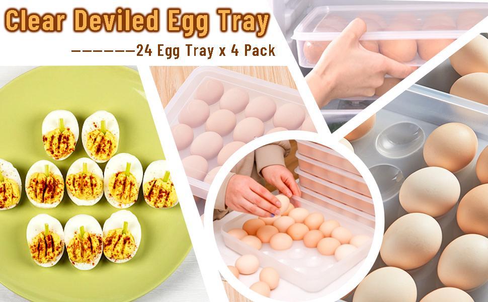 24 Egg Storage Holder for Refrigerator, Stackable Covered Egg Tray Container with Lid, Clear Plastic Organizer for Fresh Egg Protection, 1-Pack Deviled Egg Dispenser with 24-Egg Capacity Each 24 Egg Storage Holder for Refrigerator, Stackable Covered Egg Tray Container with Lid, Clear Plastic Organizer for Fresh Egg Protection, 1-Pack Deviled Egg Dispenser with 24-Egg Capacity Each