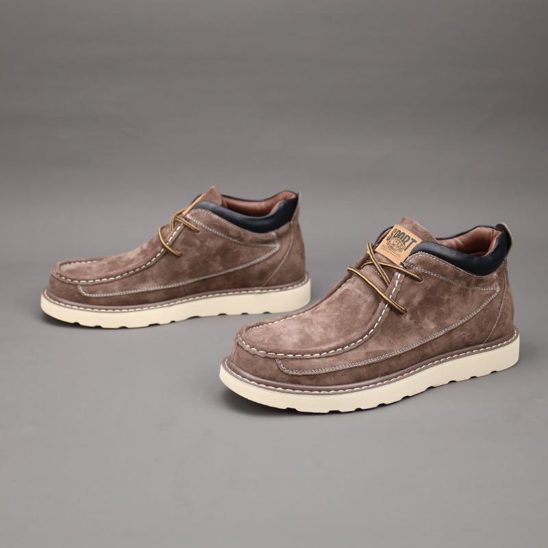Men’s Oxford Derby Ankle Boots – Faux Leather, Suede Lining, Rubber Sole, All-Season Comfort Lace Brownness Boy Walking Shoes