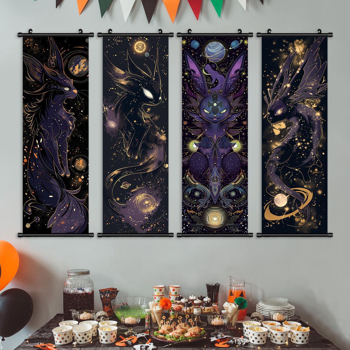 Animal Pattern Wall Art, 4 Counts/set Vintage Pet Pattern Decorative Painting, Exquisite Home Decorative Art, Wall Art Decor for Home Living Room Bedroom