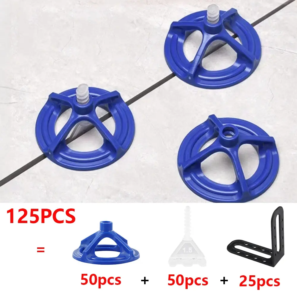 125Pcs Tile Leveling Spacer Set – Heavy-Duty Adjustable Leveling System with 90° Corner Supports for Even Floor & Wall Tile Installation – Essential for Home Renovation – Tile Installation Tools