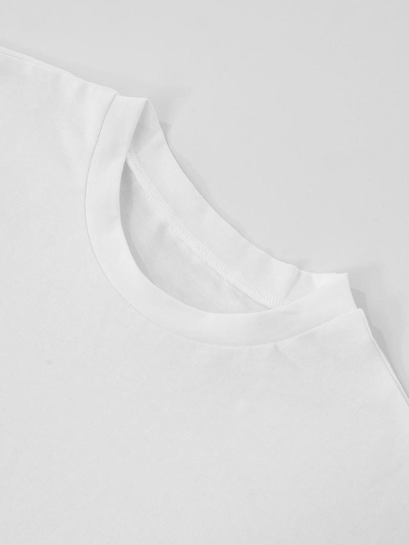 Women's Solid-Color Round Neck Tee, Casual Half-Sleeve T-shirt for Summer, Women's Top for Daily Wear