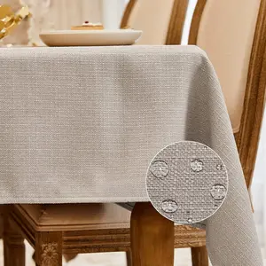Rectangle Tablecloth Washable Wrinkle Resistant and Water Proof Table Cloth Decorative Linen Fabric Tablecloths for Dining Parties Kitchen Wedding and Outdoor Use (Beige, 57x118)