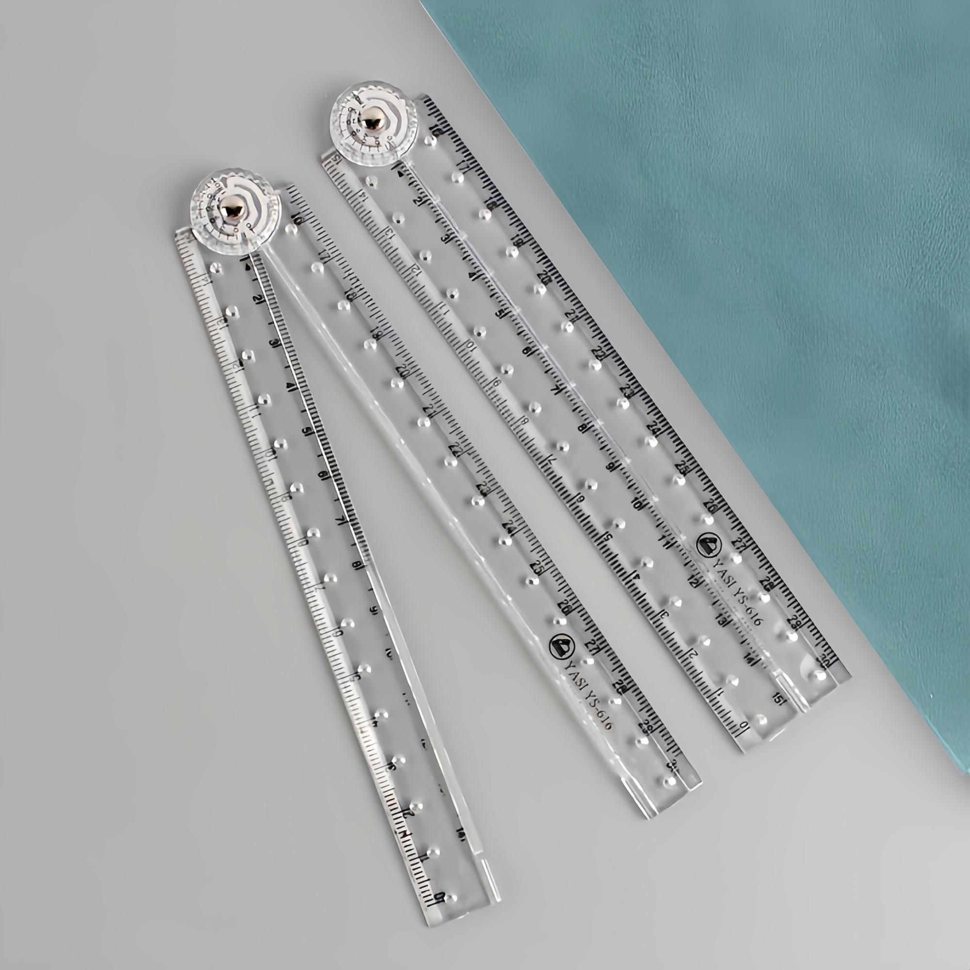Clear Folding Ruler, Double Sided Scale, 2 Counts Durable & Shatterproof Precise Measuring Tool, Suitable for School Home Office, Classroom Supplies