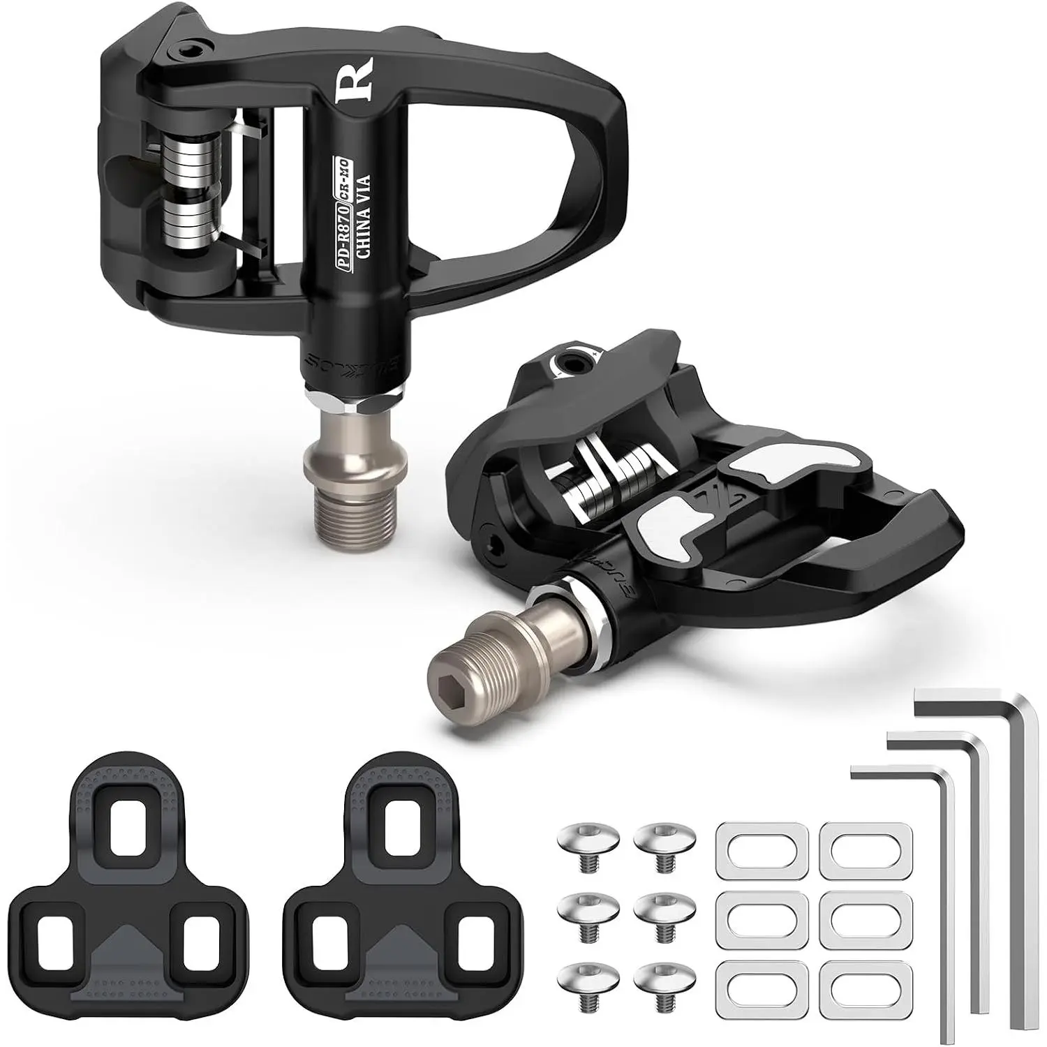 Road Clipless  Pedals Compatible with KEO Cleats Lightweight | Nylon&Carbon Fiber Composite  Clip Pedals ,9/16in Thread Sealed Bearing for Indoor Cycling and Outdoor Riding