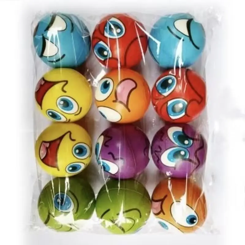 12Pcs Expression Soft Balls Sponge Stress Ball Toy Squeeze Smile Face Grimace PU Foam for Kids Soothing toy wrist movement Gift