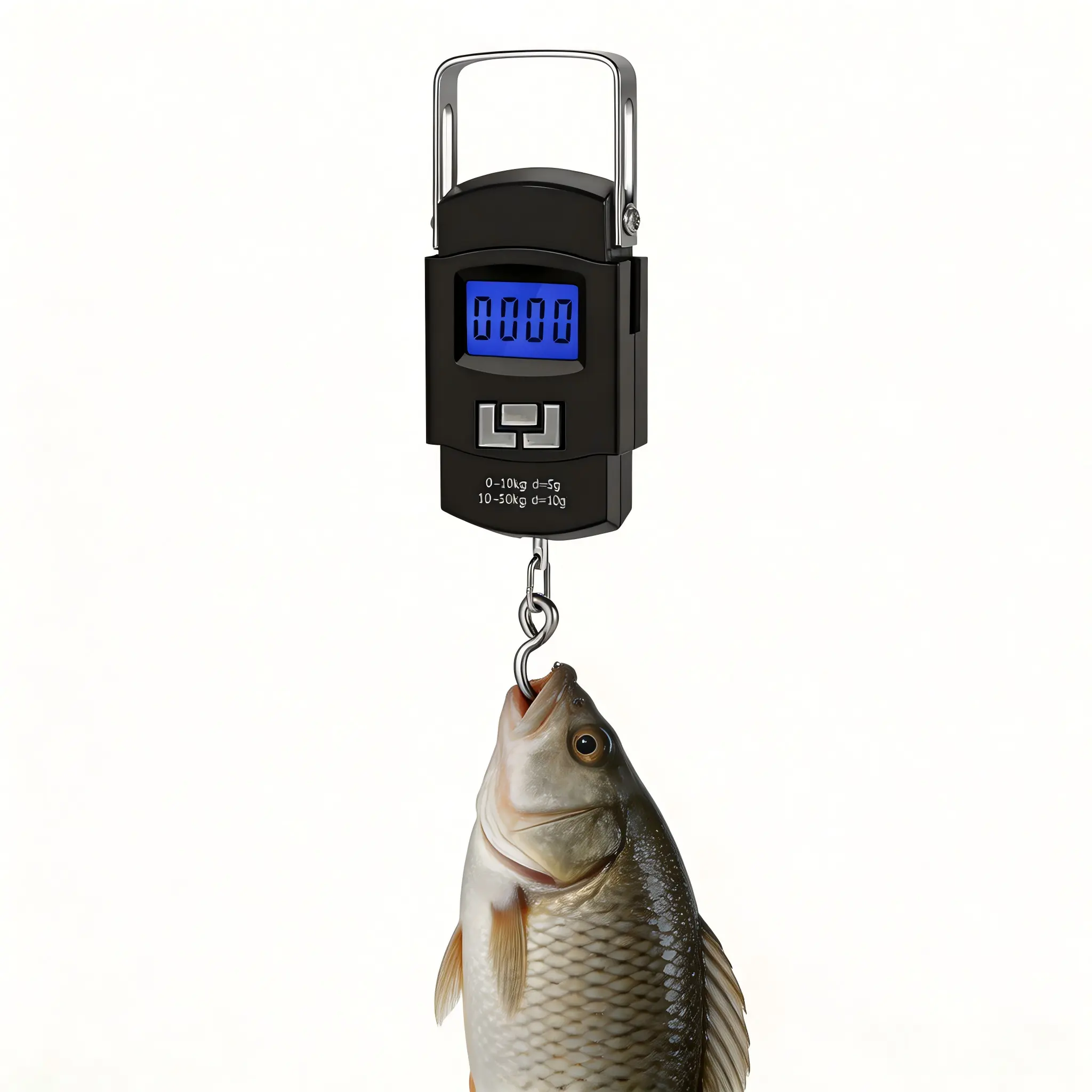 Fishing Digital Scale with Bulit-in Tape Measure - Weighs Up to 110lbs - LCD Display, Ounces - Pounds - Kilograms - Ergonomic Grip, Battery Powered, Portable Fish Weigher for Anglers