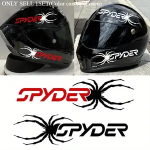 2PCS/SET SPYDER + Spider Motorcycle Hardcore Spider Sticker, Motorcycle Stickers, Gear Decor Decal For Motorcycle Helmet, Car Trunk Cross-border Hot Motorcycle Hardcore Goodie Adds Sharp Spider Wild Texture For Motorcycle Hardcore Spider Style Fans
