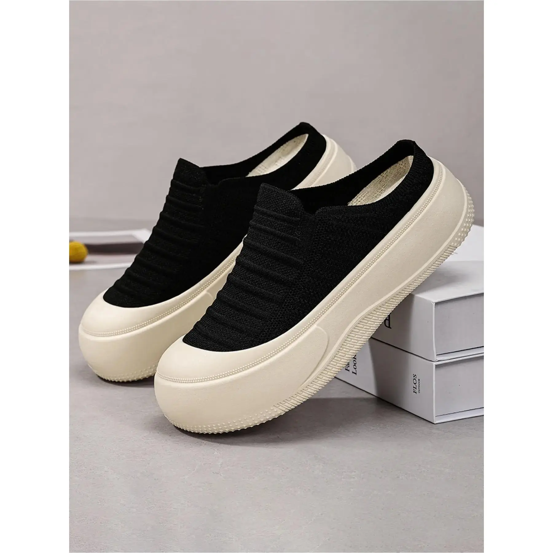 YYW1 Women's-On Sneakers, Walking Shoes, Breathable Flyknit Mesh, Thick Sole, Anti-Soft Bottom, Lightweight Casual Shoes Daily Commute, Indoor/outdoor Wear