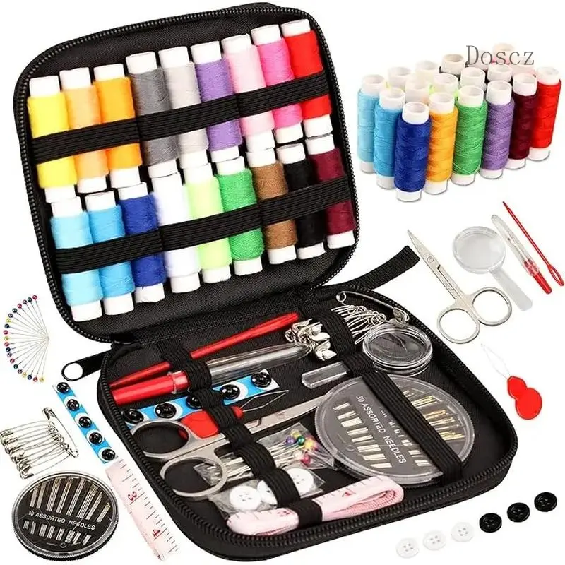 Adult Sewing Kit - Office & School Stationery Supplies with Needles, Thread, Measuring Tape, Needle Threader & Accessories for Home & Emergency Use