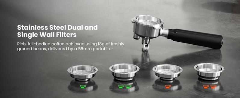 Kismile Espresso Machines with Grinder,20 Bar Professional Espresso Maker with Removable Water Tank,Milk Frother Steam Wand for Latte&Cappuccino,Ideal for Home/Office Coffee Equipment