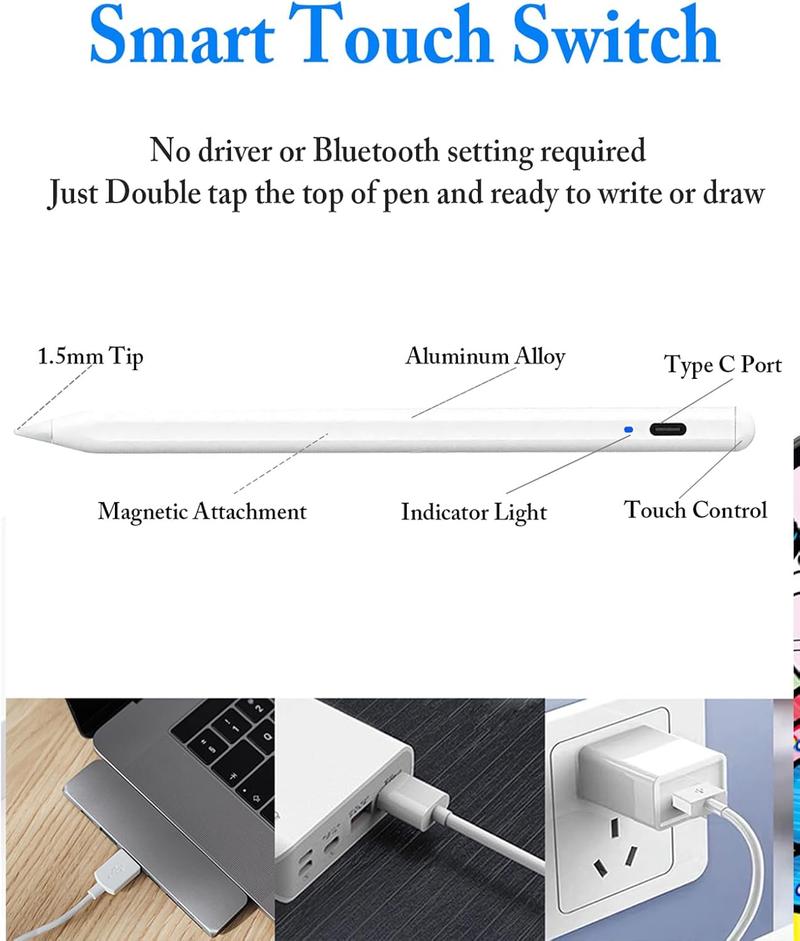 Active Stylus Pens for Touch Screens with Magnetic Design, Rechargeable Universal Stylus Pen, Fine Point Stylus Pen For iPad Pro/Air/Mini/For iPhone/For iOS/For Android/For Tablets Writing & Drawing-White Active Stylus Pens for Touch Screens with Magnetic Design, Rechargeable Universal Stylus Pen, Fine Point Stylus Pen For iPad Pro/Air/Mini/For iPhone/For iOS/For Android/For Tablets Writing & Drawing-White