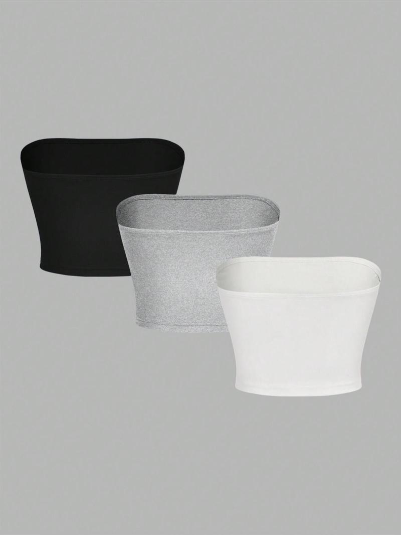 Women's Simple Solid Color Crop Tube Top, Casual Minimalist Basic Sleeveless Strapless Cropped Tops for Summer, Ladies Clothes for Daily Wear Women's Simple Solid Color Crop Tube Top, Casual Minimalist Basic Sleeveless Strapless Cropped Tops for Summer, Ladies Clothes for Daily Wear