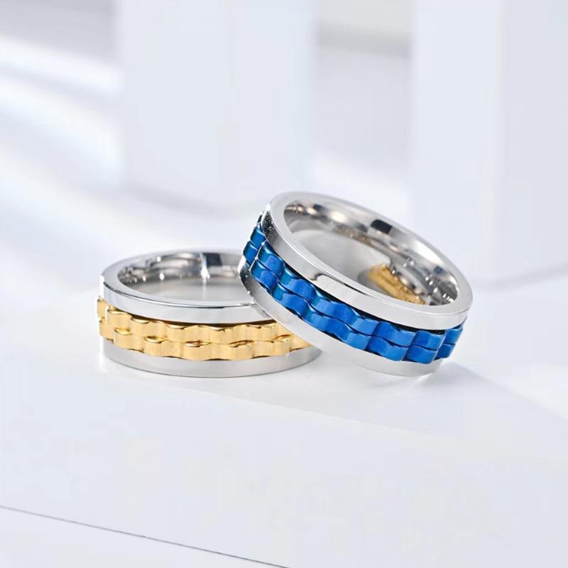 Anxiety Rings for Women and Men Titanium Steel Spinner Fidget Band Rings with Cubic Zirconia for Stress Relief and Wedding Promise Comfort Fit Size 6 to 12