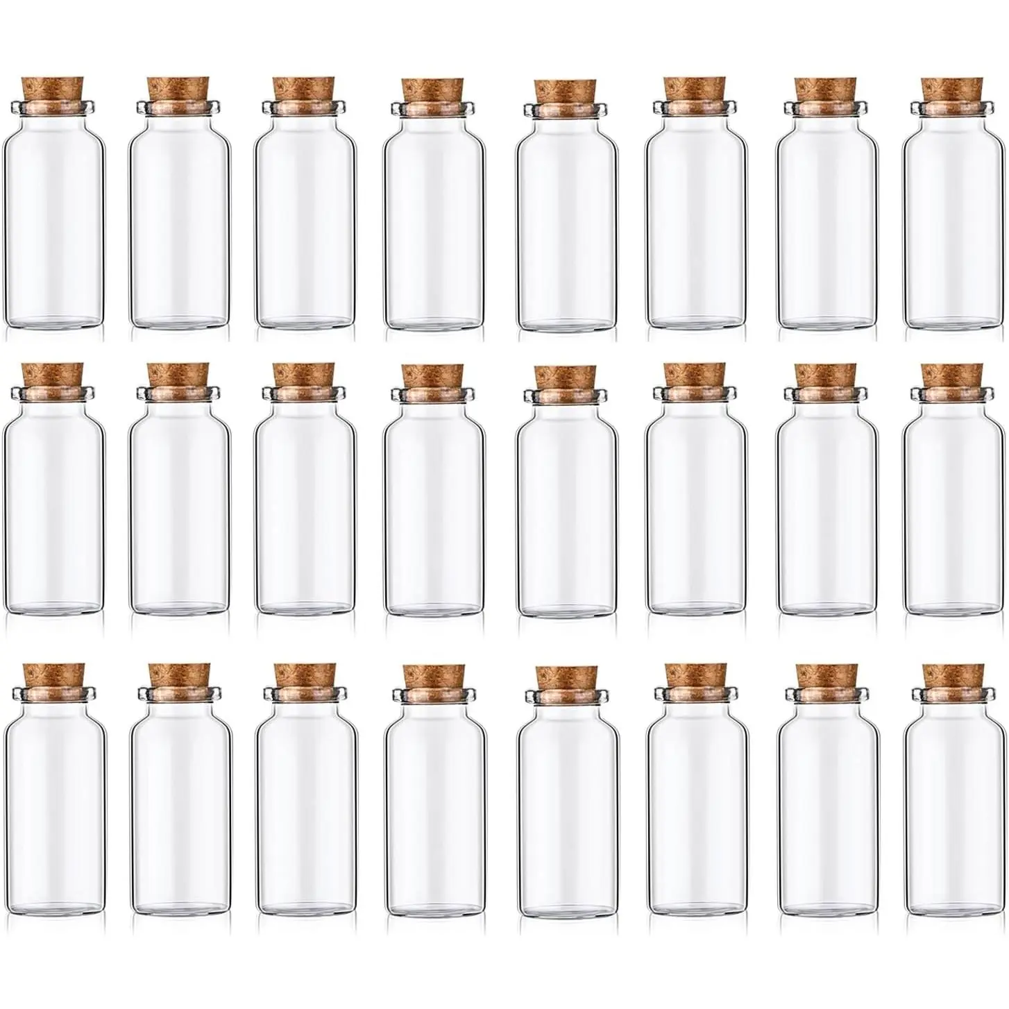 24Pcs/Set 10ml Glass Bottles Cork Stoppers DIY Decoration Mini Glass Vials Cork,Spell Jars,Party Favors,Message in a Bottle (10ml-24pcs)