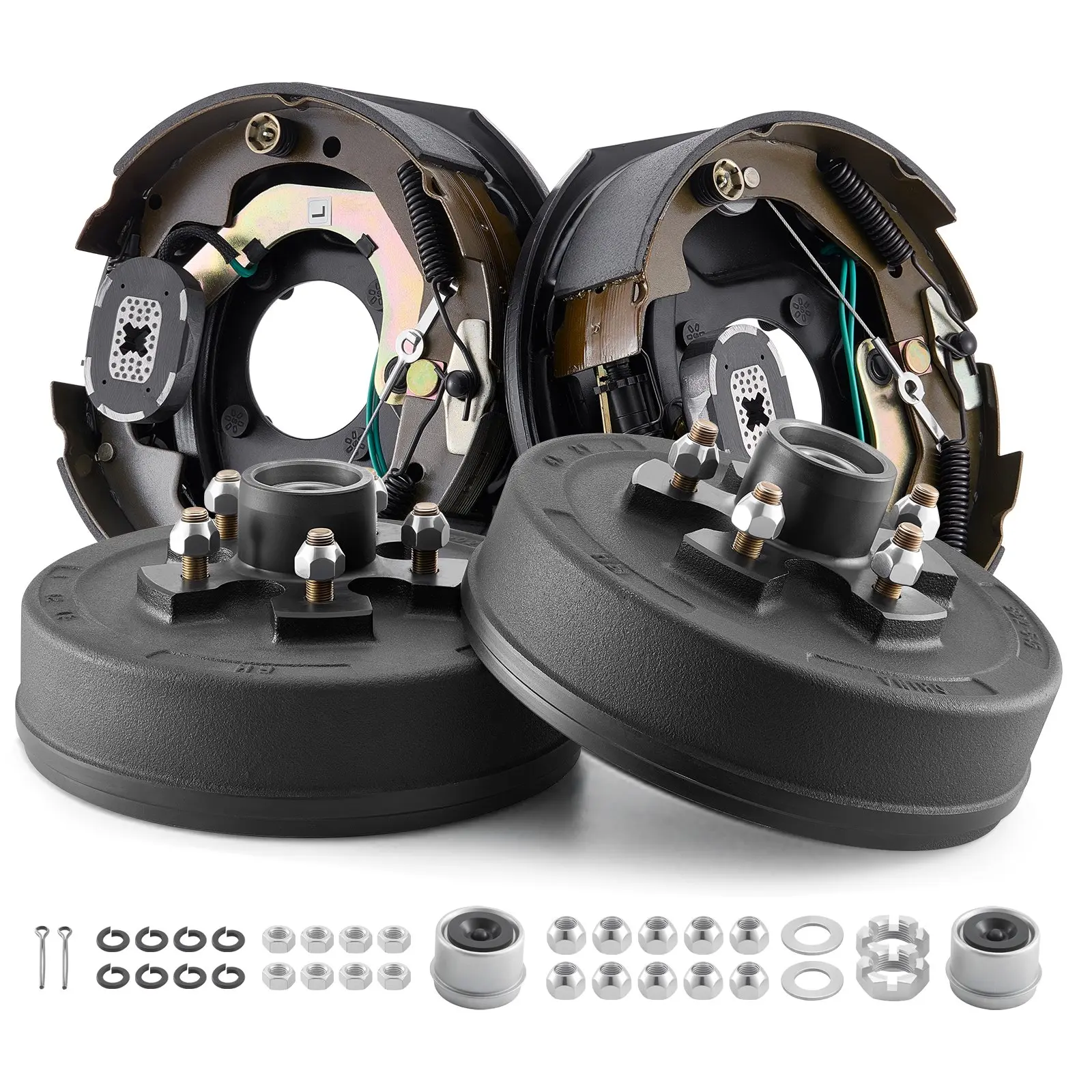 VEVOR Electric Trailer Brake Assembly, 10 x 2-1/4 Inch, 1 Pair Self-Adjusting Electric Brakes Kit for 3500 lbs Trailer Axle, Backing Plates for Braking System Part Replacement, Fit for Trailers, RVs