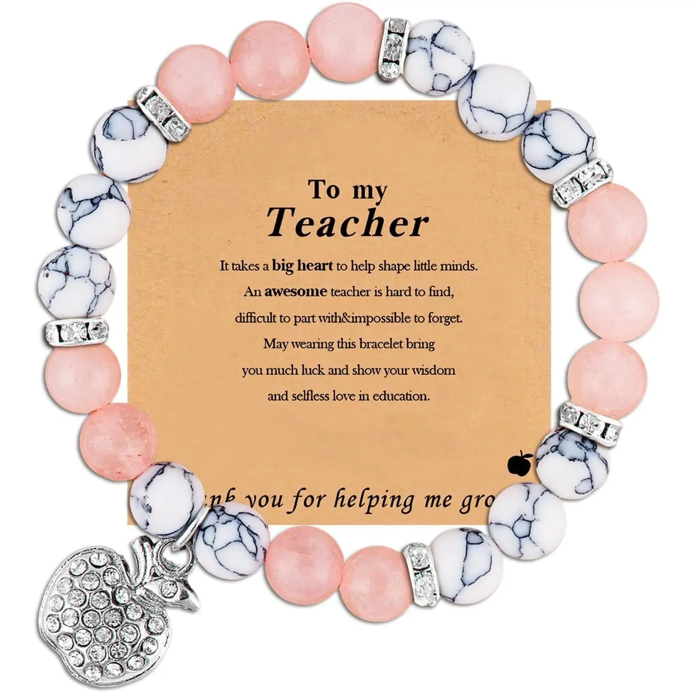 Teacher appreciation gifts, Natural Stone teacher Bracelet gifts for women,thank you gifts for teacher meaningful gifts for women with gift message card
