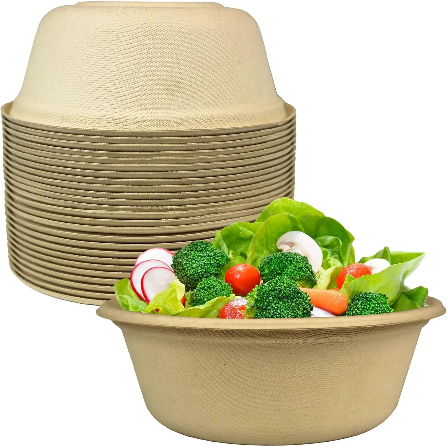 Leak-Proof, Compostable 11.5 oz Bowls 100 Pack. Sturdy, -Based, Microwave Safe Sugarcane Containers for Soups, Salads, Desserts. , Soak-Proof Disposable Bowl for Hot or Cold Meals, Snacks