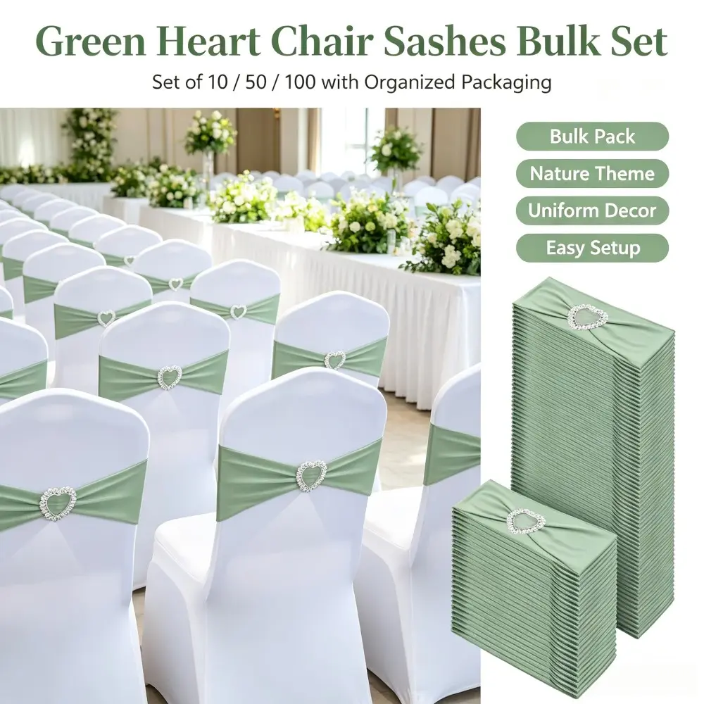 Heart Decorative Elastic Lycra Chair Back Belt, Reusable Chair Cover Ribbon, Chair Sashes, Wedding Party Event Decoration, 10/50/100 Pieces