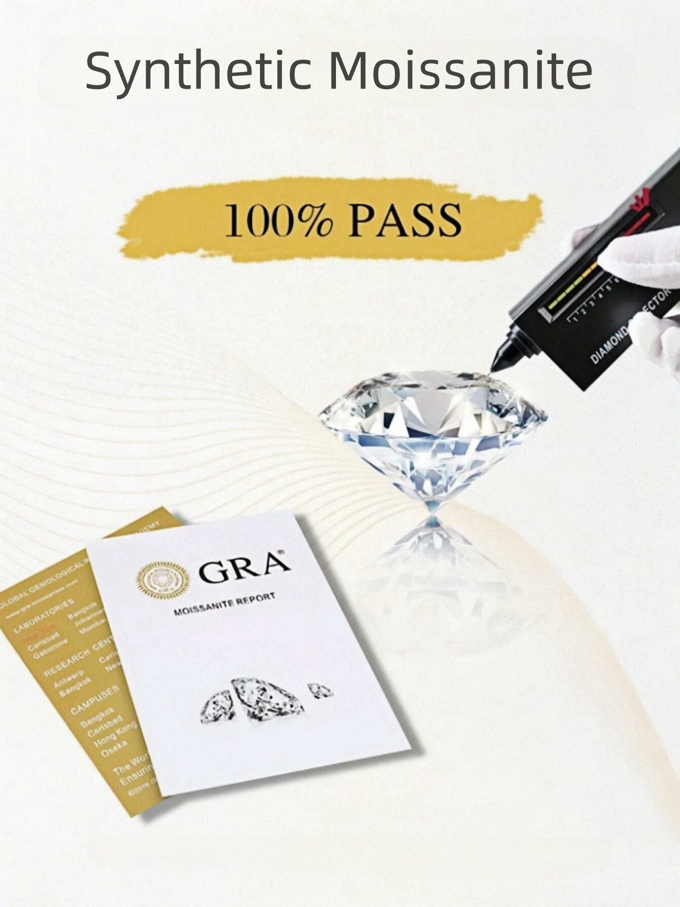 S925 Sterling Silver 1 Carat Synthetic Moissanite Ring, Luxury Wedding Engagement Ring for Women, Trendy All-match & Exquisite Jewelry for Birthday Gift