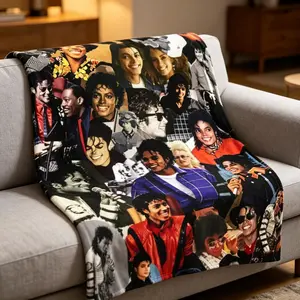 Michael Jackson Photo Collage Flannel Fleece Throw Blanket - Soft, Pop Music Print Design for Adults/Children, Cozy Bedroom/Sofa Decor, Ideal Gift for MJ Fans