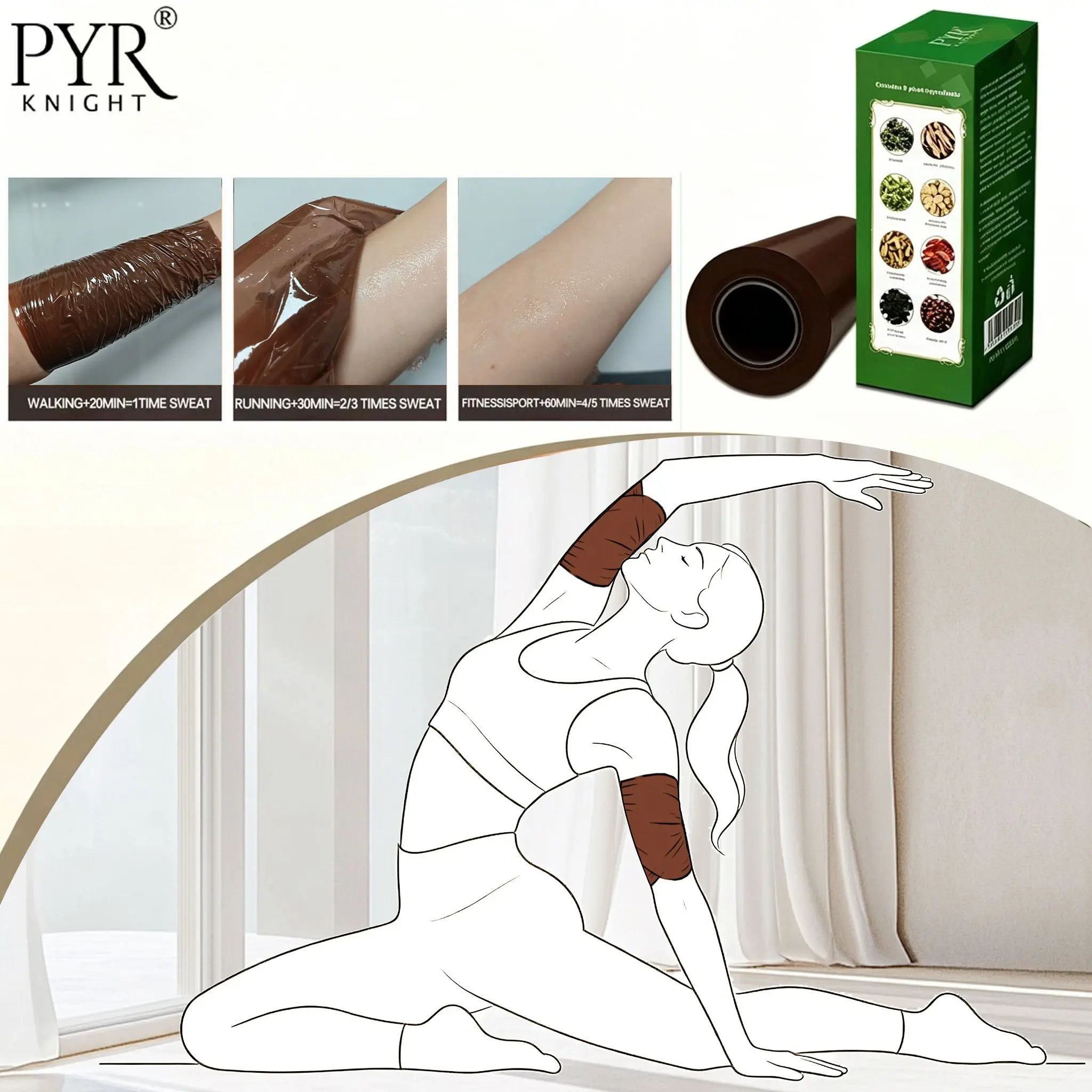PYR KNIGHT 1 roll Stretch Wrap Film ,50 Meters，High Elasticity，Zero constraints,fits the skin seamlessly, sports, yoga, fitness, dance practice, home, and office use