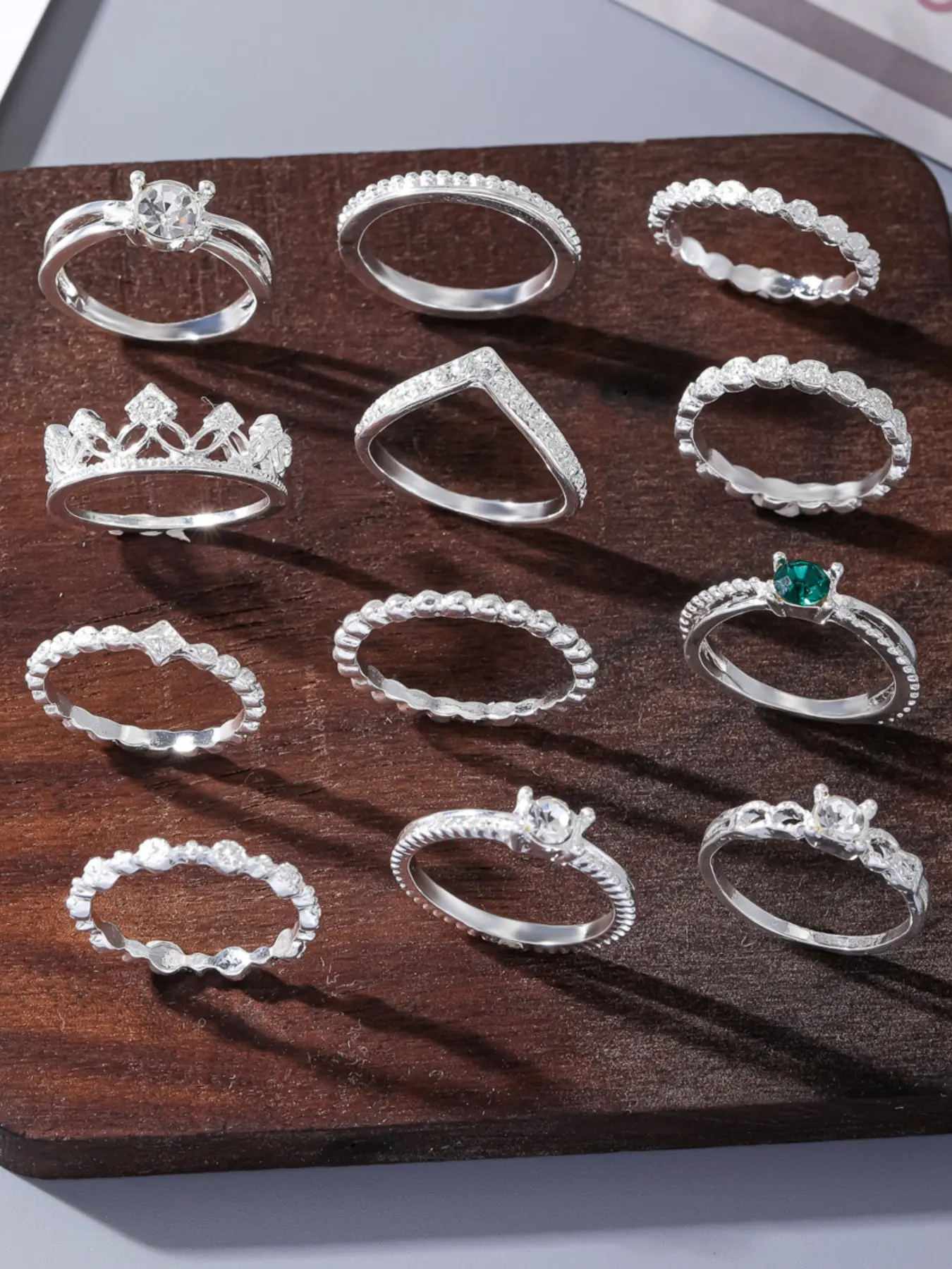 12 Piece Summer Fashion Elegant Silver Rings Set, Bohemian Style, Boho Style Rings, Perfect for Women Daily Wear, Beach, Travel, Mother's Day Gift