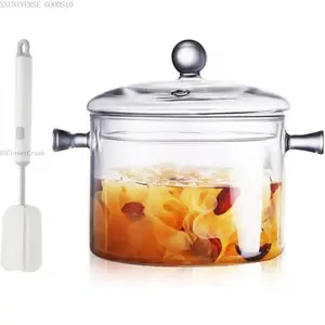 Clear Glass Simmer Pot for Stove Potpourri Cooking Saucepan with Cover Cookware Set Heat-Resistant Stovetop Pot And Pan with Lid, Soup, Milk,  ,Fruit and Spices 1.5L/ 50 FL OZEverlanelnspired17XXUNIVERSE GOODS10H5ClosetCrush