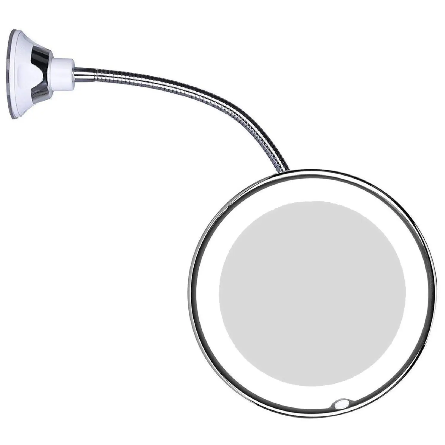 Flexible Gooseneck LED Lighted 10X Magnifying Makeup Mirror with Power Locking Suction Cup and 360  Swivel, Portable Cordless Travel and  Bathroom  Mirror