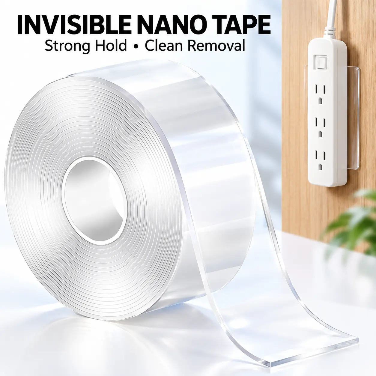 Double-Sided Heavy-Duty Tape, Nano Double-Sided Tape, Transparent Mounting Tape, Reusable Waterproof Tape,  Picture Hanging Adhesive Strips, Ideal for Home Decor Projects-YY1