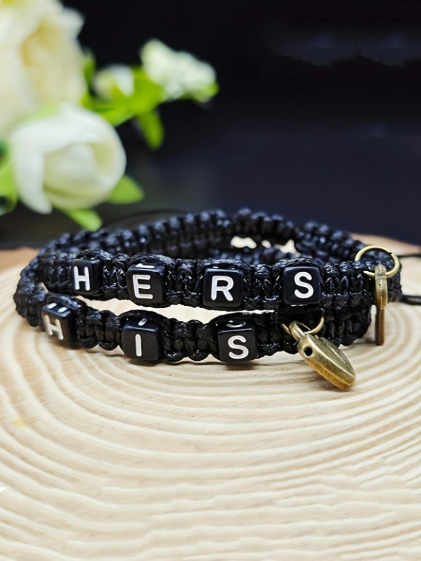 Couple Bracelet, Fashionable Letter Pattern Braided Bracelet for Women & Men, Trendy All-match & Exquisite for Birthday Gift, Personalized