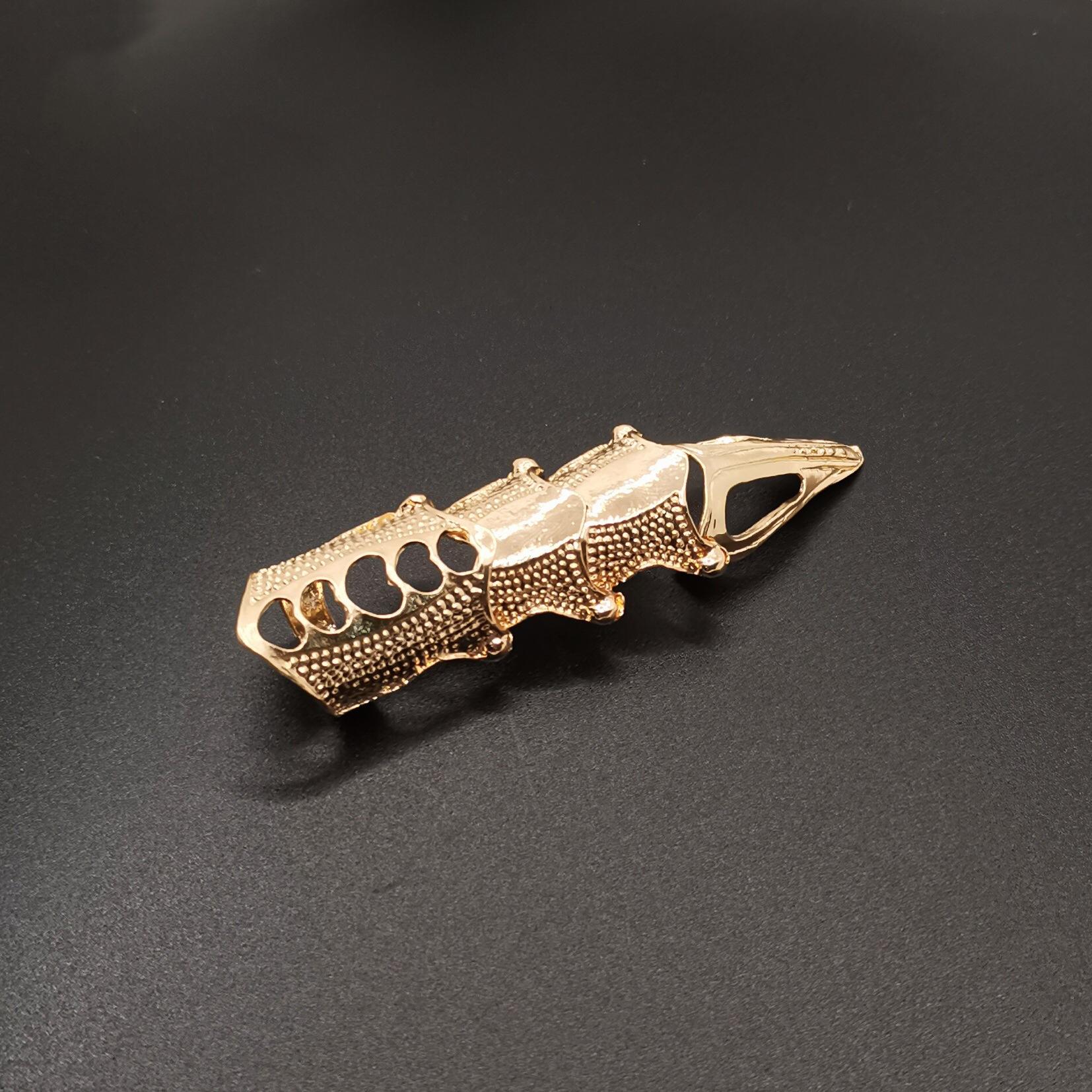 Gothic Skeleton Hand Ring Bracelet – Punk Armor Finger Jewelry for Women