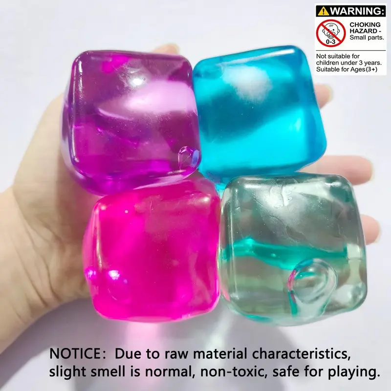 4 Counts Stress-Relief Toy Set, Slow-Rebound Decompression Squeeze Squishies, Squishy Stress Balls, Pressure-Release Office Desk Toys, Anti-Stress Kit, Fun Gift for Holidays and Parties, Stress Cubes, Stress Relief Tools