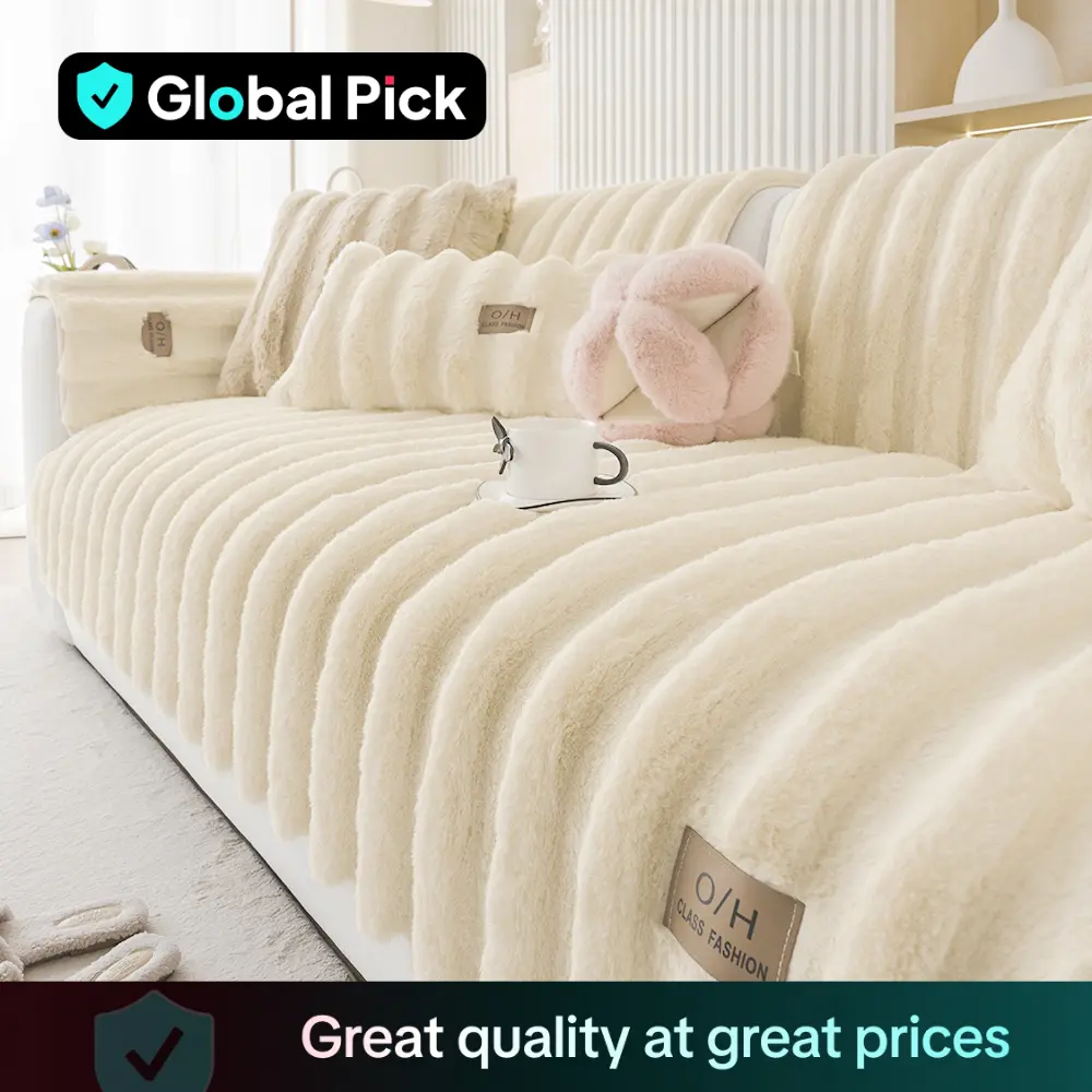 Solid Color Faux Fur Sofa Cover, 1 Count Non-slip Sofa Mat, Soft Comfortable Sofa Protector for Home Living Room Dormitory Hotel, Durable Cushions